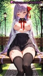 1girls 2025 ai ai_assisted ai_generated anime anime_style bangs bb_(fate) bb_dubai_(fate) black_skirt black_thighhighs blush breasts fate/extra_ccc fate/grand_order fate_(series) female hair_ribbon hentai hi_res high-waist_skirt high_quality high_resolution highres large_breasts long_hair long_sleeves looking_at_viewer natsuyoru neck_ribbon nipples one_eye_closed open_clothes outdoors patreon purple_eyes purple_hair pussy red_ribbon ribbon shirt sitting skirt solo stable_diffusion thighhighs tongue tongue_out very_long_hair voluptuous voluptuous_female white_shirt