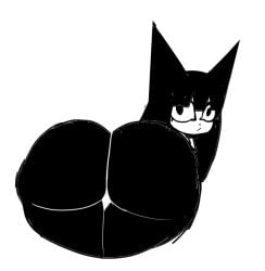 ass ass_focus black_hair bubble_ass bubble_butt catwitch_(xarop77) felid feline long_hair twitter_username veryscaryhomer white_background xarop77