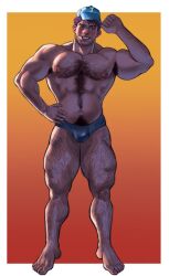 bara body_hair bulge cap digital_media_(artwork) fanart hairy_male male_only muscular_male pecs shane_(stardew_valley) smiling solo_male standing stardew_valley thick_thighs underwear