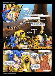 2016 4_panel_comic all_fours amber_eyes antelope anthro balls blonde_hair blush bodily_fluids bottomwear bovid breasts cheetah circumcised claws clothed clothes clothing comic dialog dialogue digital_media_(artwork) dominant dominant_female drooling duo english_text felid feline female female_on_top female_pred fluff-kevlar fondling forced fur gazelle genitals green_eyes grope hair half-erect horn humanoid_genitalia humanoid_penis interspecies knife leopard licking loincloth long_hair male male/female male_on_bottom male_prey mammal markings mihari on_bottom on_top open_mouth orange_body orange_fur page_5 page_number penis pinned pinned_down plant predator/prey raised_tail rehzi_(fluff-kevlar) saliva scared shaded skimpy spots spotted_body spotted_fur straight submissive submissive_male sweat tail text tongue tongue_out tree tribal url vein veiny_penis white_body white_fur yellow_body yellow_fur