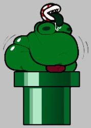 armless ass big_butt bodily_fluids bulge chip_at_night clothing drooling elemental_creature flora_fauna grey_background male mario_bros moobs morbidly_obese morbidly_obese_male nintendo obese obese_male overweight overweight_male piranha_plant plant saliva simple_background solo thong tongue tongue_out underwear