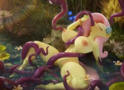 3d_(artwork) absurd_res anthro blender_(artwork) consensual_tentacles digital_media_(artwork) equid equine female fluttershy_(mlp) friendship_is_magic hasbro hi_res hooves-art horse male male/female mammal monster my_little_pony pony solo swamp tentacle
