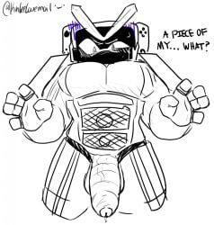 4chan black_and_white console_zord dialogue foreskin huge_cock mech oekaki penis precum robot sketch tagme tatsu1014 text