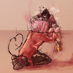 arm_hair big_bottom_small_top big_sub_small_dom big_sub_small_top blush cord_tail cumming cunnilingus cuntboy cuntboy/male cuntboy_on_male deltarune deltarune_chapter_2 deltarune_chapter_3 eating_out eating_pussy fully_clothed hand_on_head hand_on_knee looking_at_another looking_down male no_visible_genitalia orgasm overheated overheating pussy shaking shaking_lines shaking_orgasm small_dom_big_sub small_top_big_bottom spamton_g_spamton steam tenna_(deltarune) trans_male trans_man transmasc twitching