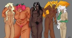 1girls 2boys 2futas 8-8it abs blush body_hair breasts_out cookie_run cookie_run_kingdom cuntboy dark_cacao_cookie fat fat_woman female femboy futanari golden_cheese_cookie heterochromia hollyberry_cookie intersex large_breasts male nude nude_futa overweight overweight_female pure_vanilla_cookie scars scars_all_over scars_on_breast scars_on_thighs size_difference smile trans_man trans_woman white_lily_cookie