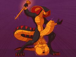 absorption_vore after_vore anthro anus ass athlet athletic athletic_male balls balls_vore big_breasts big_butt big_penis black_body black_scales breasts claws cobra cock_vore disney disney's_aladdin domestic_cat dominant dominant_male duo electricity felid feline felis female female_prey foreskin forked_tongue genitals hi_res huge_cock hyper hyper_balls hyper_penis jafar jafar_(disney) legged_snake magic male male/female male_pred mammal mirage_(disney) multicolored_body multicolored_scales nude_anthro nude_male penile penis red_claws red_eyes reptile scales scalie scepter snake spazman thick_thighs tongue tongue_out two_tone_body two_tone_scales uncircumcised vein veiny_penis vore wide_hips yellow_body yellow_scales