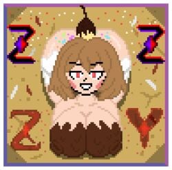 ass banana banana_between_ass big_ass big_breasts breasts chara chocolate chocolate_on_body chocolate_on_breasts cookie cookies ice_cream icing icing_on_ass icing_on_body pixel_art self_upload sprinkles sprinkles_on_ass undertale undertale_(series) zixy