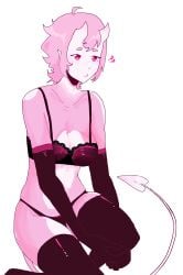 confusion lingerie lingerie_only oc original_character pink pink_eyes pink_hair succubus succubus_horns succubus_tail the_pink_succubus vinny_bonnet white_background white_body