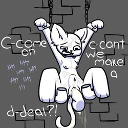 bondage bondage bound breasts bulge chains cum cum_everywhere cum_in_ear cum_inside cum_on_breasts cum_on_face cum_while_penetrated feline feline female forced mammal messy missing_tooth peeing penetration penis piebunny rape sex small_breasts suspension tally_marks urine young