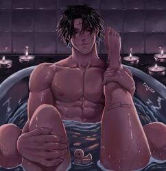 bath bathroom black_hair chrollo_lucilfer gay