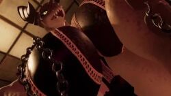 1girls 3d chains deathclaw fallout female from_below front_view horns huge_breasts looking_down low-angle_view music scalie sharp_teeth short_playtime sloppydragons solo sound tagme talking_to_viewer video voice_acted vrchat