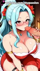 1boy 1girls 2025 ai_assisted ai_generated anime armlet artist_name bare_shoulders bespectacled big_breasts big_chest big_penis blowjob blue_hair blue_nails blush bracelet breast breasts brown_eyes bust busty chest choker cleavage clothed_female cock collarbone dick dress earrings erection female flower glasses hair_flower hair_ornament handjob hi_res hibiscus high_quality high_resolution highres holding_penis hoop_earrings jewelry large_breasts long_hair male mole nail_polish nefertari_vivi one_piece patreon patreon_username penis red-framed_eyewear red_dress red_flower red_nails red_rose rose semi-rimless_eyewear skypassion solo_focus stable_diffusion straight sweat under-rim_eyewear watermark