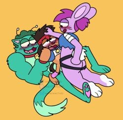 absurd_res age_difference alien anal anal_sex anthro ass big_butt blush blush_lines bunny_enid canid canine cartoon_network cat_radicles chimeracocks clothed clothing double_penetration enid enid_(ok_k.o.!_lbh) felid feline female grabbing_hair group hi_res holding_arms kaio_kincaid lagomorph leporid male male/female male/male mammal muscular muscular_male ok_k.o.!_let's_be_heroes partially_clothed penetration puppy_k.o. rabbit radicles strapon thick_thighs trio werecanid werecanine werecat werecreature werefelid werefeline werelagomorph wererabbit
