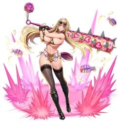 bikini blonde_hair club francis_(taimanin) full_body high_heel_boots large_breasts lilith-soft official_art pink_eyes saijou_satoru taimanin_(series) taller_female