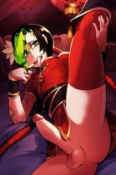 1girls anus ass balls black_hair dickgirl firecracker_jinx flat_chested futa futanari green_eyes green_hair hair intersex jinx_(league_of_legends) lagalamel league_of_legends looking_at_viewer lunar_new_year lunar_revel_series penis presenting_hindquarters tongue tongue_out two_tone_hair year_of_the_goat