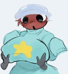 :0 dandy's_world gigantic_breasts gigi_(dandy's_world) questionable_consent touching_breast uwu women