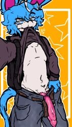 1boy animal_genitalia anthro blue_hair blue_hair_male delisylvi_(character) eeveelution game_freak generation_6_pokemon hi_res knot male male_only male_sylveon nintendo pokemon pokemon_(species) solo solo_male source_request sylveon xeloartz