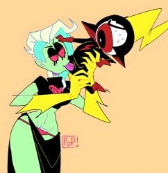 2d alien alien_girl blowjob commander_peepers furry green_skin lord_dominator male male/female pink_penis popthesnowman small_penis_adoration smaller_male tagme taller_girl wander_over_yonder white_hair