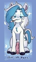 anthro blue_eyes futanari horsecock intersex multicolored_hair my_little_pony oc original paintbrush pony sleepy_eyes stuffoffmane white_fur