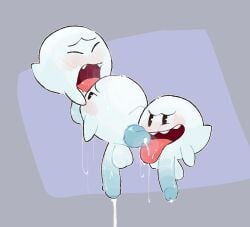 absurd_res anal anal_sex balls blush bodily_fluids boo_(mario) canid clothing cum digital_media_(artwork) erection fellatio genital_fluids genitals ghost group group_sex hi_res humanoid_genitalia humanoid_penis male male/male male_penetrated male_penetrating male_penetrating_male mammal mario_bros nintendo not_furry notsafeforwanking open_mouth oral paper_mario penetration penile penis sex simple_background spirit teeth text threesome tongue tongue_out trio