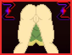 1girls ass ass_up chara chara_(undertale) female legs on_the_floor pixel_art pussy self_upload shirt undertale undertale_(series) zixy