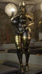 1girls anubis anubis_(bom39) big_breasts goldenfoxythefox huge_breasts looking_at_viewer nude nude_female