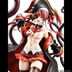1girls ai_generated belly_button breasts eyepatch female figure figurine hololive hololive_fantasy hololive_japan houshou_marine light-skinned_female light_skin nipples nokoangel pirate pirate_hat pussy red_eyes red_hair skirt tentacle virtual_youtuber