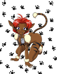 animal_ears blue_eyes cat_ears catgirl dark_skin escaflowne merle nude pink_hair short_hair tail