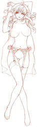 1girls anata_no_shiranai_kangofu bb breasts cameltoe dakimakura_design female garter_belt highres hips labia large_breasts legs lingerie long_hair long_image monochrome no_bra no_panties nude nurse open_clothes open_shirt pussy sano_toshihide shiratori_amane shirt sketch solo tall_image thigh_gap thighhighs thighs topless toshihide_sano uncensored underwear