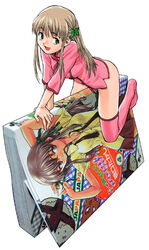 azusagawa_tsukino book bottomless green_eyes manga manga_(object) minigirl solo thighhighs yakitate!!_japan zettai_ryouiki