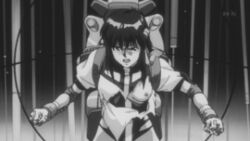 1girls 80s animated bodysuit breasts female gainax greyscale gunbuster headband human leotard lowres monochrome noriko_takaya official_art one_breast_out pilot_suit ripped_clothing shirt short_hair swimsuit swimsuit_under_clothes tearing_clothes