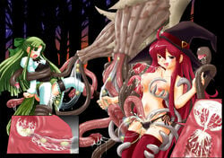 1monster 2girls ambiguous_penetration assertive_male black_legwear black_thighhighs blush breasts ceased_resistance cierra_(riviera_the_promised_land) clothed_sex clothing consensual_tentacles cross_section cum cum_in_pussy cum_in_uterus cum_inside dress egg egg_implantation egg_laying endured_face fellatio female femsub fia_(riviera_the_promised_land) forced green_hair hair happy_female happy_sub held_up helpless impregnation licking long_hair monster multiple_girls naughty_face nipples open_mouth oral oviposition ovipositor party_wipe penetration penis_tentacles rape red_hair red_legwear red_tentacles red_thighhighs restrained riviera_the_promised_land sad_sub see-through see-through_tentacle sex side-tie_panties spread_legs struggle submissive suspension tear tears tentacle tentacle_bulge tentacle_grab tentacle_rape tentacle_under_clothes tentacles_under_clothes thighhighs thin_female tongue translucent_tentacles unhappy_female uterus utter_domination vaginal_egg_implantation vaginal_penetration willing_sub witch_hat x-ray