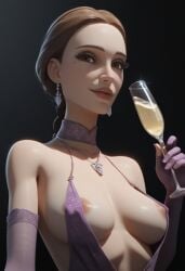 1girls ai_generated areola areola_bulge areola_slip areolae areolae_peeking areolae_slip areolae_visible_through_clothing black_background blush braid braided_hair braided_ponytail brown_hair champagne champagne_glass choker cleavage cleavage_cutout clone_wars collarbone deep_cleavage dress duchess_eugene earring earrings elbow_gloves evening_dress evening_gloves eyelashes female from_below gloves long_hair low_angle mole mole_under_eye necklace nipple_bulge nipples_visible_through_clothing padme_amidala portrait purple_dress simple_background solo solo_female solo_focus stable_diffusion star_wars strap straps