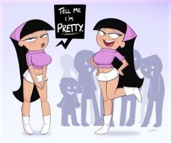 1girls aged_up belly belly_button big_breasts blush boots breasts cleavage clothed clothing crop_top female female_focus female_only first_post_of_artist nickelodeon skirt the_fairly_oddparents trixie_tang vdk600