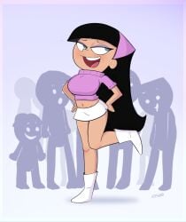 1girls aged_up belly belly_button big_breasts blush boots breasts cleavage clothed clothing crop_top female female_focus female_only nickelodeon skirt the_fairly_oddparents trixie_tang vdk600