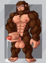 altenusy anthro ape balls barazoku big_penis bodily_fluids body_hair chest_hair cum erection facial_hair fur genital_fluids genitals gorilla hair haplorhine humanoid_genitalia humanoid_penis male mammal muscular muscular_anthro muscular_male nipples nude pecs penis primate pubes simple_background solo