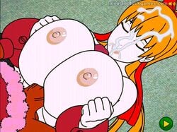 animated balls blossom_(powerpuff_girls) breasts cum cum_on_face cum_on_mouth eyelashes female gigantic_breasts him huge_breasts huge_cock male meet_'n'_fuck_games meet_and_fuck nude orange_hair paizuri penis pinoytoons powerpuff_girls red_eyes straight tagme unseen_male_face veiny_penis