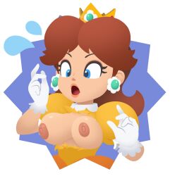 accurate_art_style artist_request artstyle_imitation blue_eyes bouncing_breasts breasts breasts_out brown_hair crown dark_nipples dress earrings emote female gloves hexanne mario_(series) mario_party naked nintendo nintendo_switch nipples pokezelda3 princess princess_daisy sprite super_mario_party super_mario_party_jamboree surprised torn_clothes transparent_background white_skin