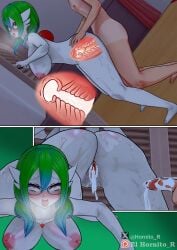 1boy 1girls ahe_gao anus areolae ass ass_focus ass_grab big_ass big_breasts blue_hair_tips breasts breath_cloud cum cum_in_pussy cum_in_uterus cum_inside doggy_style dripping_cum el_hornito_r female game_freak gardevoir glasses green_hair hips koikatsu large_ass large_breasts mommyvoir nipples orange_eyes penetration penis pink_nipples pokemon pokemon_(species) pokemon_rse pussy pussy_juice red_eyes sex sex_on_bed sweat tan_skin thick_ass thick_hips thick_thighs vagina vaginal_penetration vaginal_sex white_skin x-ray