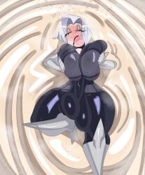 big_ass big_breasts blowjob breast_grab broken_suit clothed condom_suit cum cum_everywhere cumming erection excessive_cum futa_only futanari grabbing_own_breast hazbin_hotel huge_balls huge_breasts huge_cock latex laying_down laying_in_cum lute_(hazbin_hotel) massive_balls massive_cock masturbation moaning nipples_visible_through_clothing no_bra on_back paizuri paizuri_over_clothes ripped_clothing ripped_suit self_blowjob tayuri white_hair