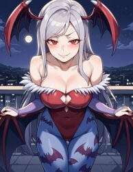 1girls ai_generated civitai cosplay darkstalkers darkstalkers_(cosplay) demon demon_girl demon_wings demoness female female_focus leotard lilith_aensland lilith_aensland_(cosplay) nochekaiser881 overlord overlord_(maruyama) red_leotard shalltear_bloodfallen succubus succubus_wings tagme tights undead undead_female vampire vampire_girl