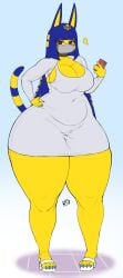 1girls animal_crossing ankha anthro female female_only gaikiken huge_breasts huge_hips huge_thighs skimpy solo solo_female standing thunder_thighs voluptuous wide_hips