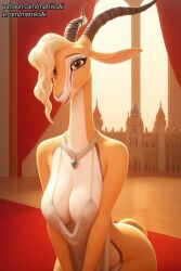 ai_generated ass big_breasts breasts cervine disney dress female female_only furry gazelle gazelle_(zootopia) giant_breasts gigantic_breasts large_breasts seductive yiff zootopia zootropolis