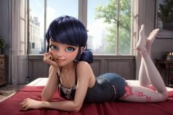 1girls ai_generated black_hair clothes every_tag_on_this_post_was_wrong female female_only ladybug_(character) leggings marinette_dupain-cheng miraculous:_tales_of_ladybug_and_cat_noir miraculous_ladybug solo