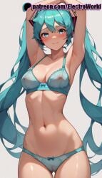 1girls abs ai_generated areola areolae bare_shoulders blush breasts completely_nude completely_nude_female electroworld female female female_focus female_only hatsune_miku inviting_to_sex labia nipples nude nude_female panties presenting pussy solo solo_focus standing sweat sweatdrop thighs underwear upper_body vagina vocaloid voluptuous voluptuous_female wet