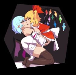 1futa 1girls ambiguous_penetration animated animated_gif aroused bat_wings big_breasts blonde_hair blue_hair bottomless breast_press breast_to_breast breasts closed_eyes clothed clothing duo female flandre_scarlet futa_on_female futa_with_female futanari huge_breasts incest kissing kissing_while_penetrated kneeling large_breasts leg_lock leglock light-skinned_female light-skinned_futanari light_skin long_hair looking_pleasured mostly_clothed namako_(takorin) pixel_animation pixel_art pointy_ears ponytail remilia_scarlet sex short_hair sister sisters takorin thick thick_thighs thighs touhou vaginal_penetration vampire vampire_girl