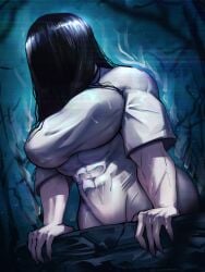 1girls breasts hair_covering_eyes long_hair milanovicmihael muscular muscular_female sadako_yamamura tagme