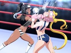 boxing boxing_gloves boxing_match boxing_ring butcherstudios mastersaruwatari neggy_(oc) oc original_character sailor_moon usagi_tsukino