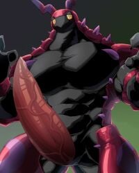 abs absurd_res antennae_(anatomy) anthro anthrofied barazoku big_muscles big_pecs colored erection featureless_chest fingers generation_5_pokemon half-closed_eyes hi_res huge_muscles huge_pecs huge_thighs looking_at_viewer male manly muscular muscular_anthro muscular_arms muscular_male narrowed_eyes nintendo pecs pokemon pokemon_(species) pokemorph scolipede sharkinn solo spikes thick_neck thick_thighs