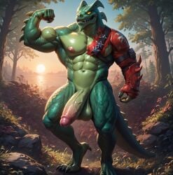 1boy 1male ai_generated anthro balls bara big_balls big_cock big_muscles big_nipples big_penis booster_rex daddy dragon epic_games erect_nipples erect_penis erection fortnite fortnite:_battle_royale furry gay green_body green_scales green_skin huge_balls huge_cock hybrid_(fortnite) male male_only muscles muscular muscular_anthro muscular_male nipples nude penis reptile scalie veiny_penis video_games yaoi yellow_eyes yiff